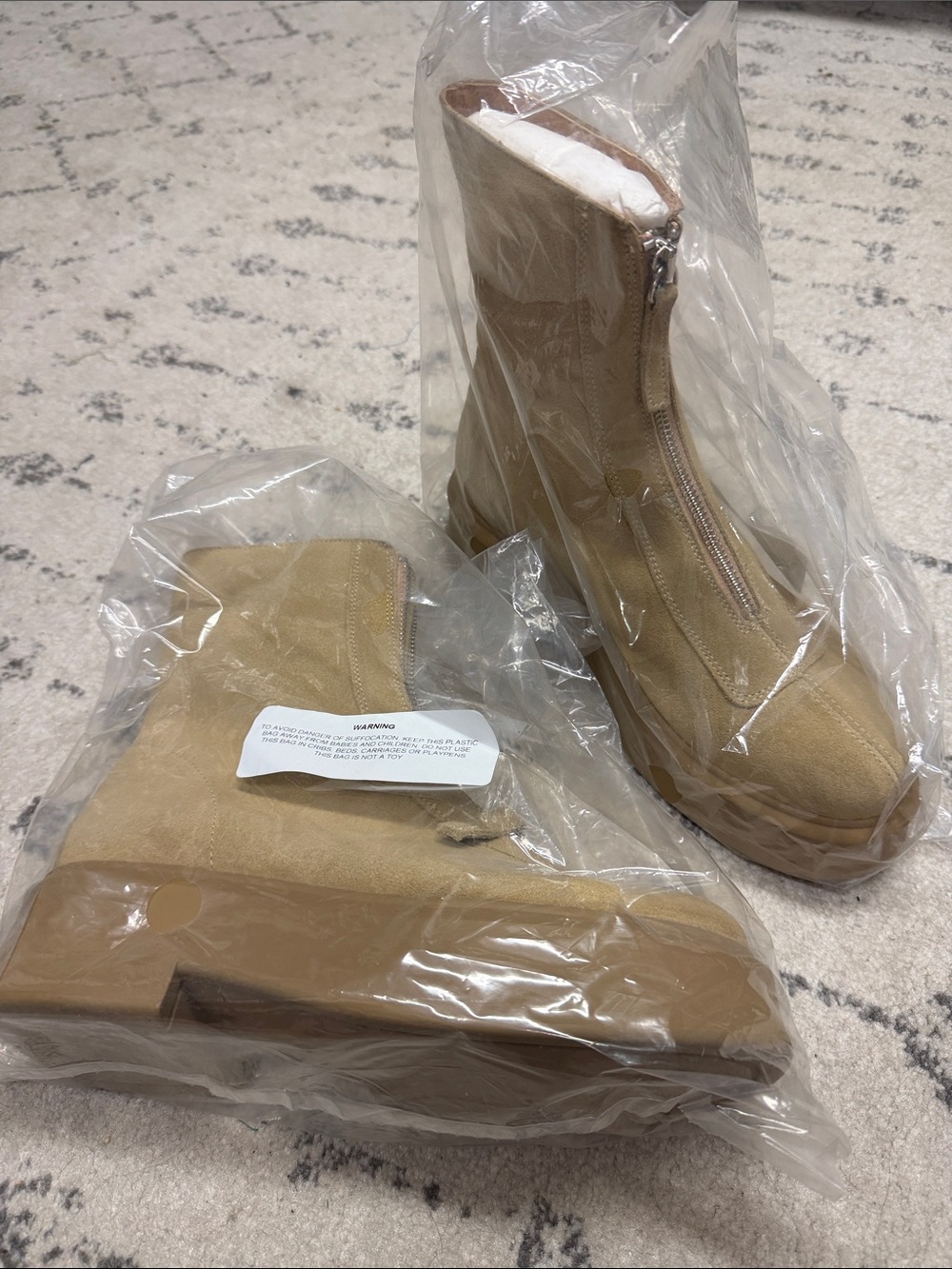Steve Madden Women's Tan Zip-Front Suede Ankle Booties